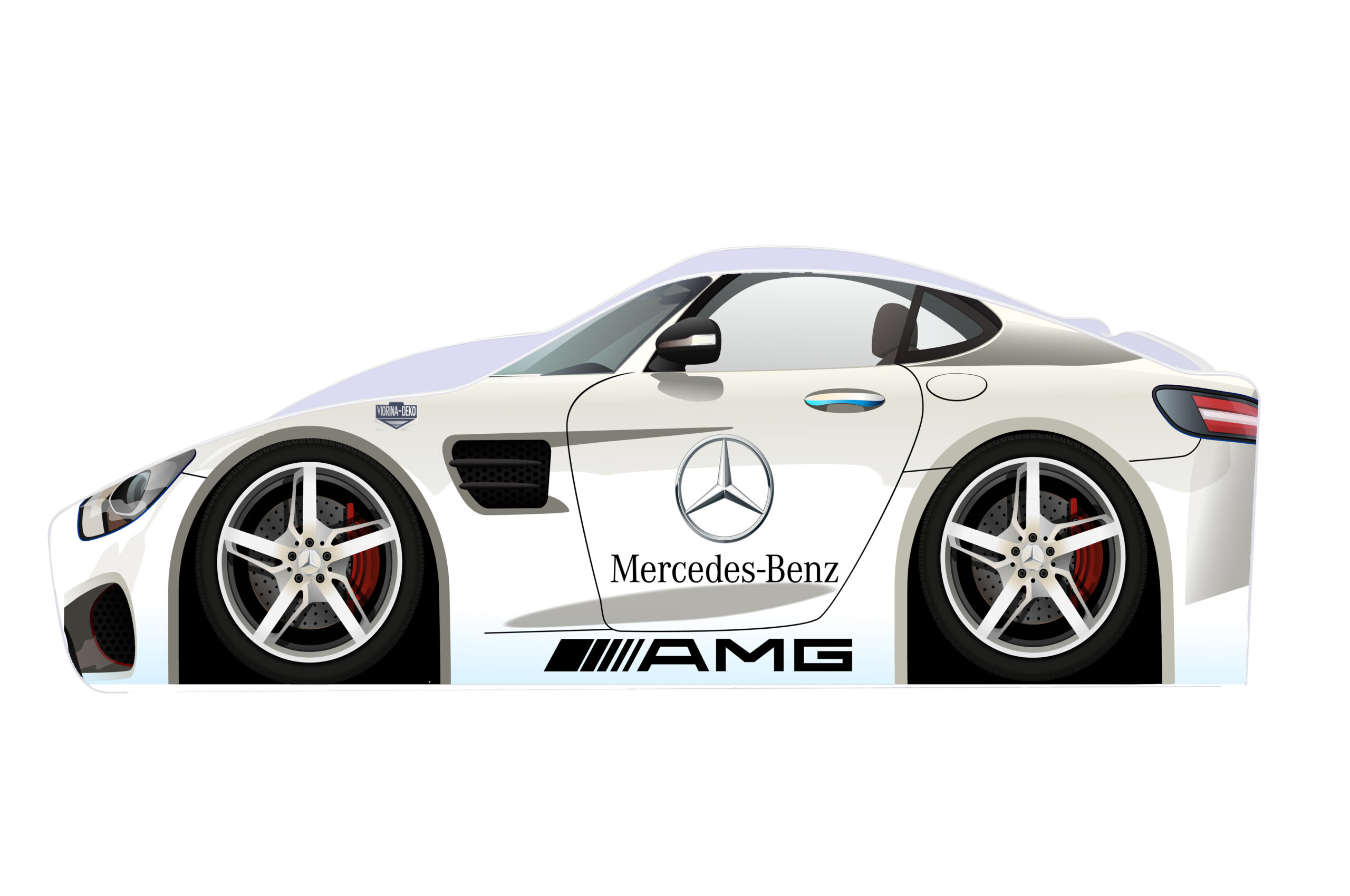 

Кровать машина Viorina Deko серии Бренд Мерседес AMG с выездным ящиком 170х80 Белый