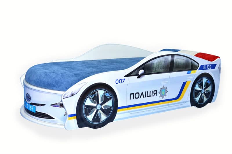 

Кровать машина Mebelkon Полиция Украины с подъемным механизмом 150х70 Белый