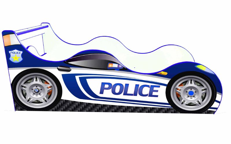 

Кровать машина Viorina Deko Полиция Драйв с выездным ящиком 140х70 синий