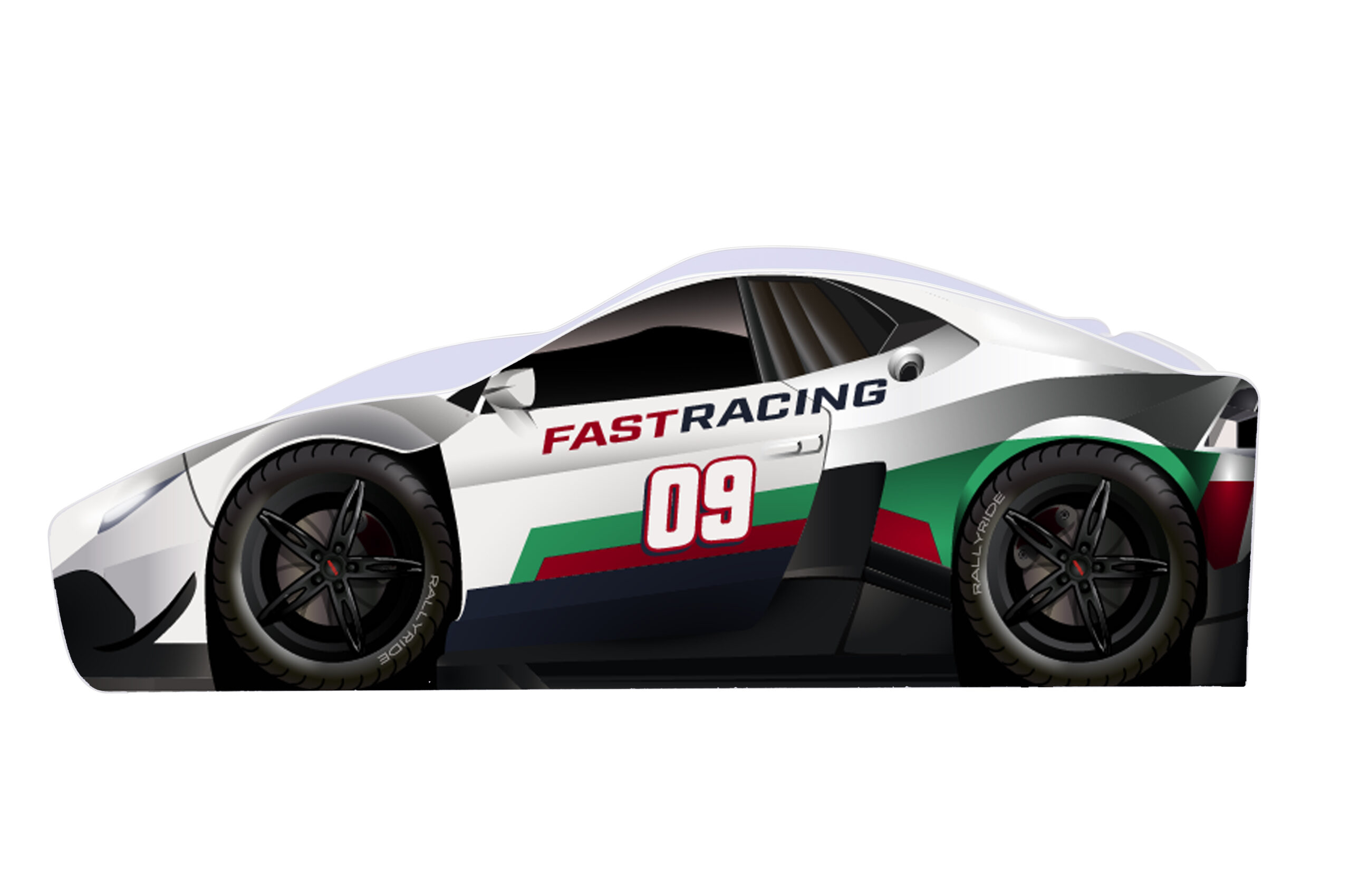 

Кровать машина Viorina Deko серии Бренд Racing 140х70 Белый с зеленым
