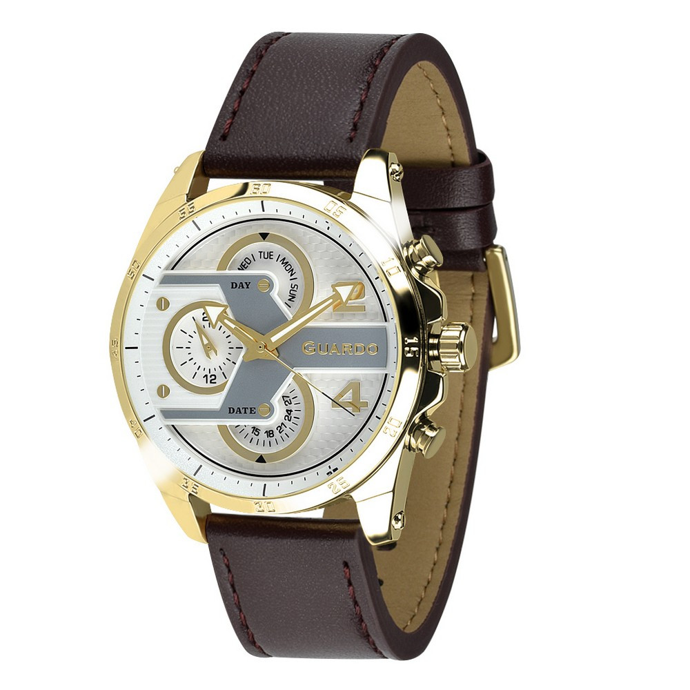 

Часы наручные Guardo B01318-5 Dark Brown-Gold-White
