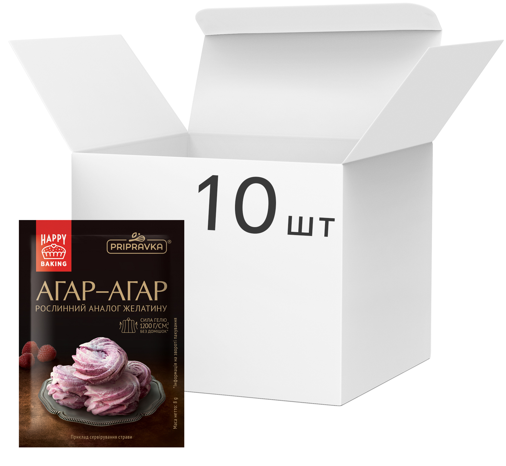 Акция на Упаковка агар-агара пищевого Приправка 8 г х 10 шт (4820195512517) от Rozetka UA