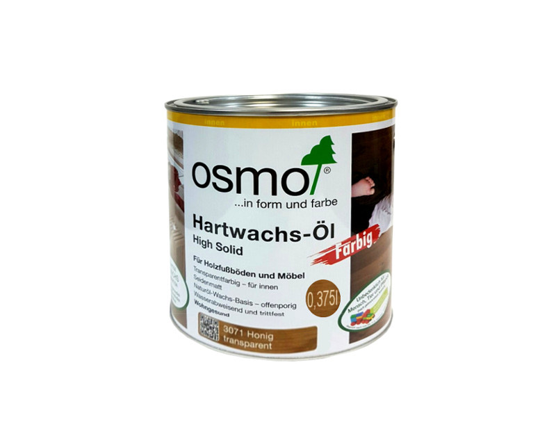 

Масло с твердым воском OSMO HARDWACHS-OL FARBIG для пола и изделий из древесины 3071 - мед 0,375л