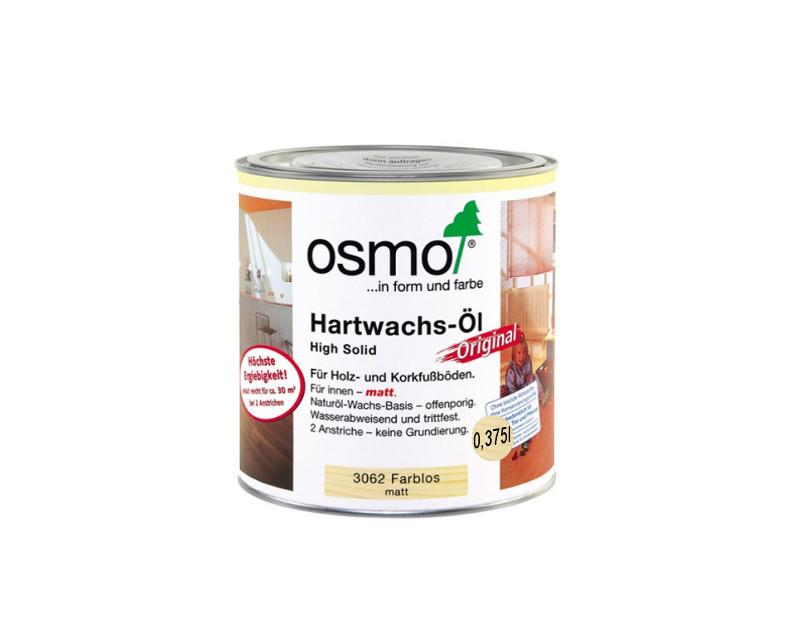 

Масло с твердым воском OSMO HARDWACHS-OL ORIGINAL для пола и изделий из древесины 3062-матовое 0,375л