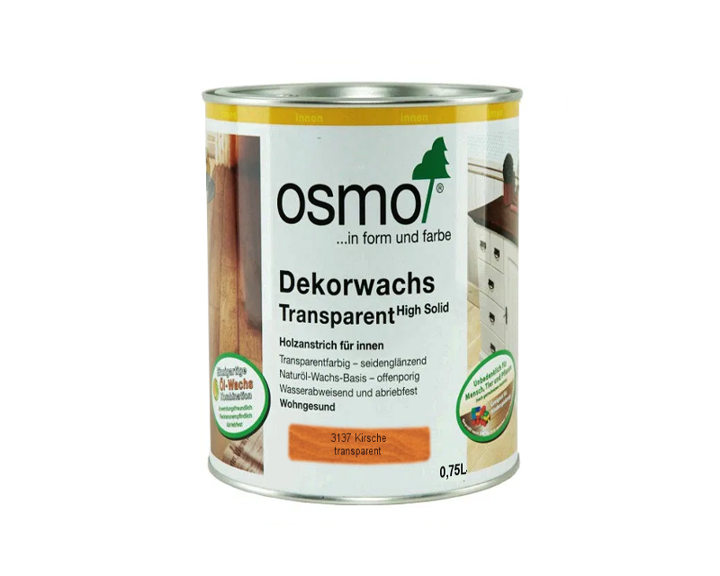 

Масло защитное OSMO DEKORWACHS TRANSPARENTE FARBTONE для древесины 3137 - Вишня 0,75л