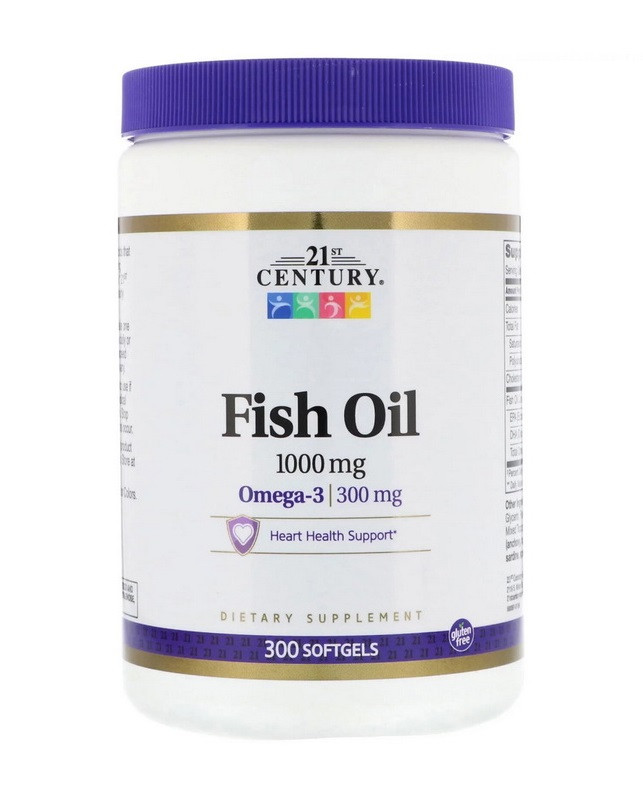 

Жирные кислоты Омега 3 21st Century Fish Oil рыбий жир 1000 mg (300 softgels)