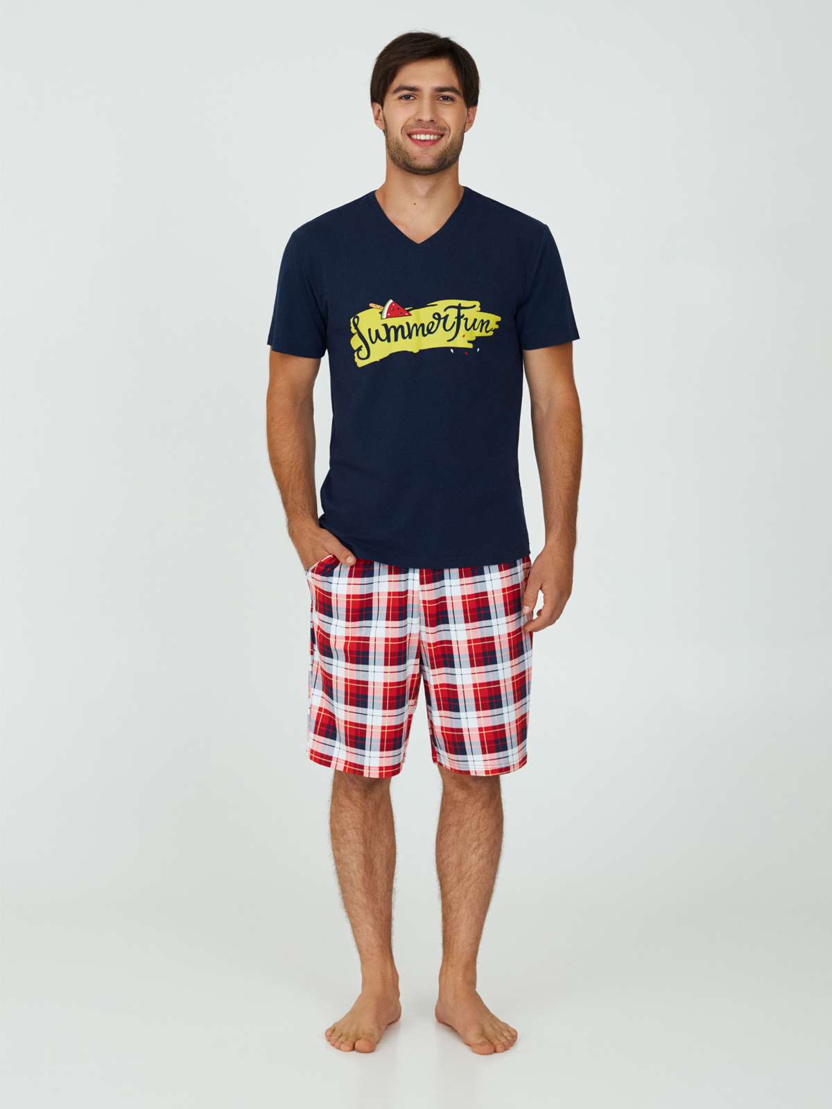 

Чоловіча піжама Ellen Group синього кольору в клітинку S MPK 2070/02/01