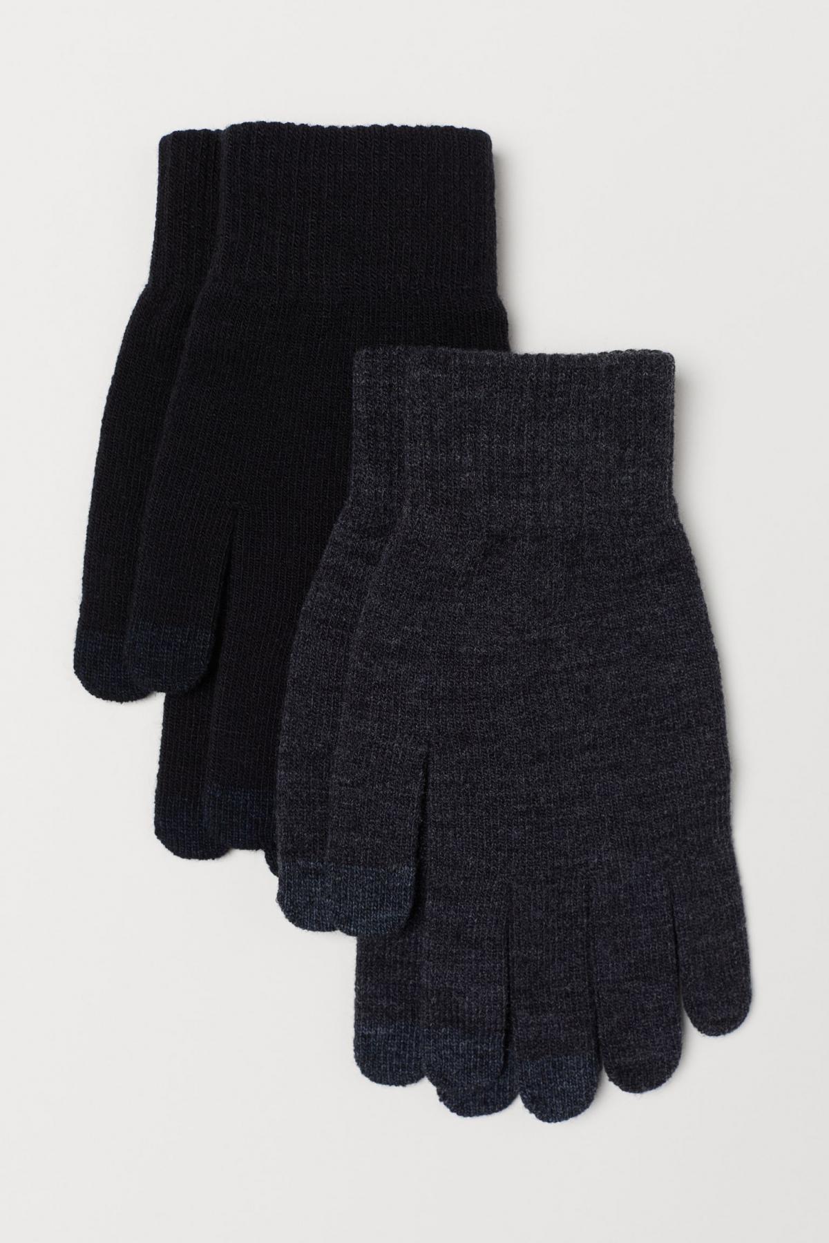 

2 пары перчаток H&M  Черный (5925-0300696001, 2 пары перчаток H&M one size Черный (5925-0300696001)