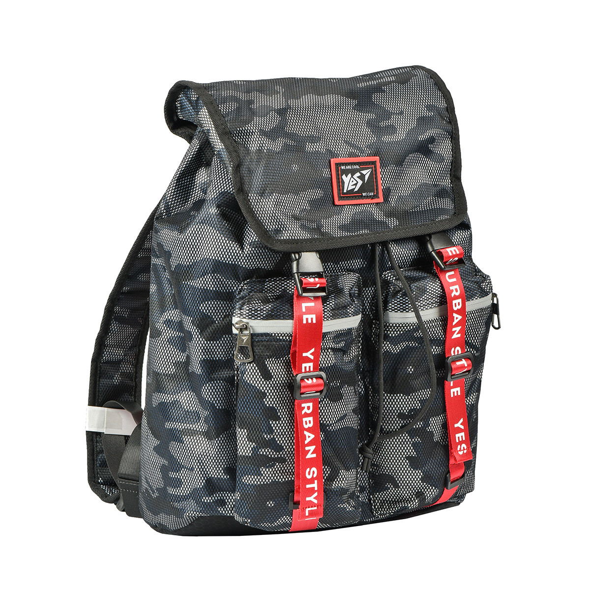 

Рюкзак городской Yes T-71 Double up серый/красный код:558360)
