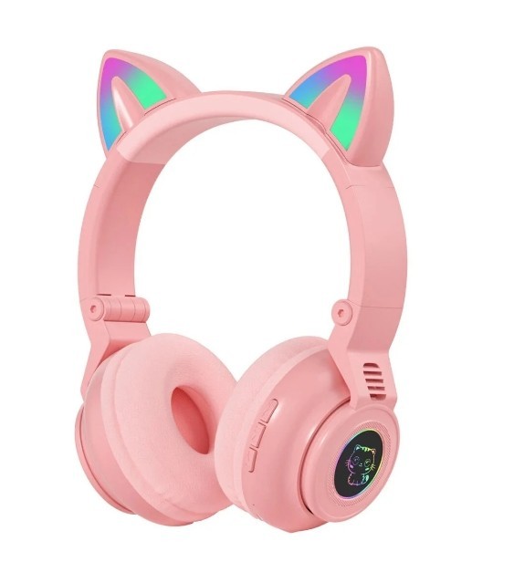 

Беспроводные Bluetooth наушники с кошачьими ушками STN-26 Cat Ear LED подсветка (Розовый)