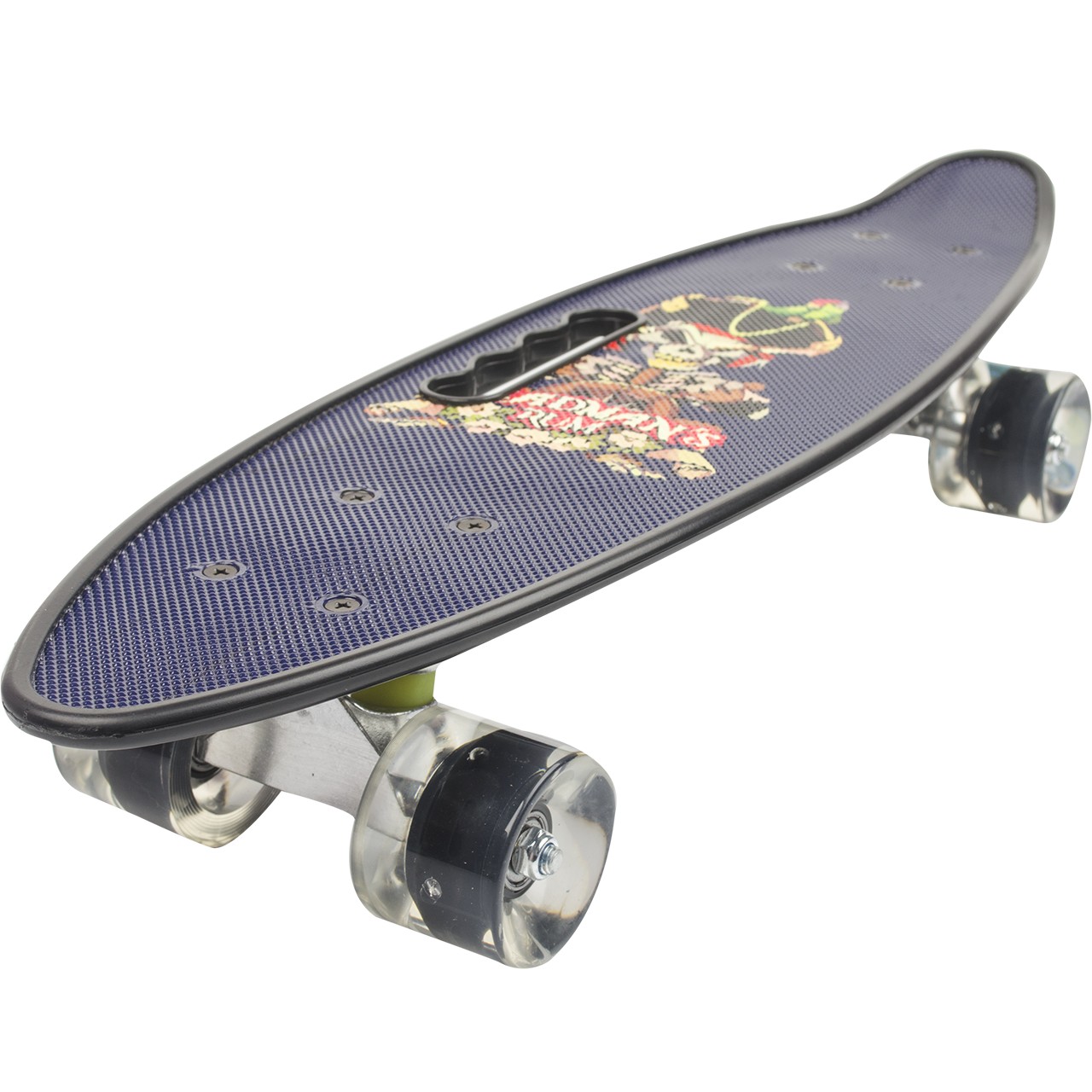 

Синий пенни борд с ручкой и со светящимися колесами с рисунком Пират Penny Board