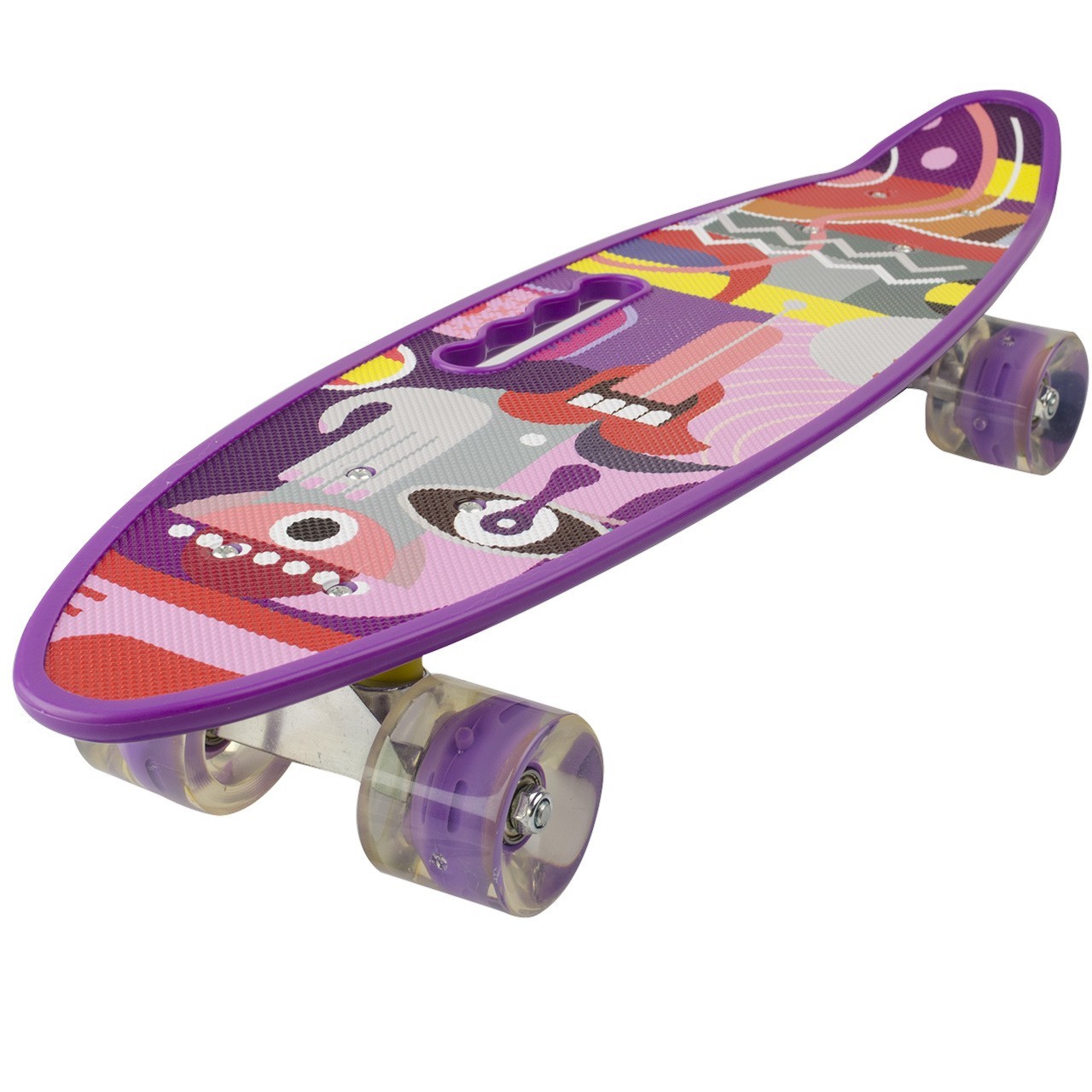 

C ручкой пенни борд фиолетовый со светящимися колесами Penny Board