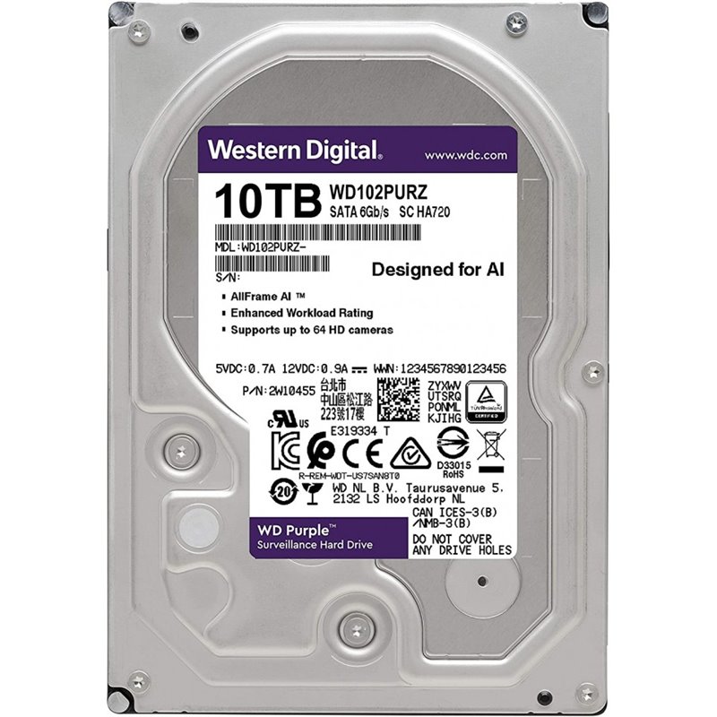 WD102PURZ WD Purple10TB 3.5インチ SATA 6G 7200rpm 256MB 並行輸入-