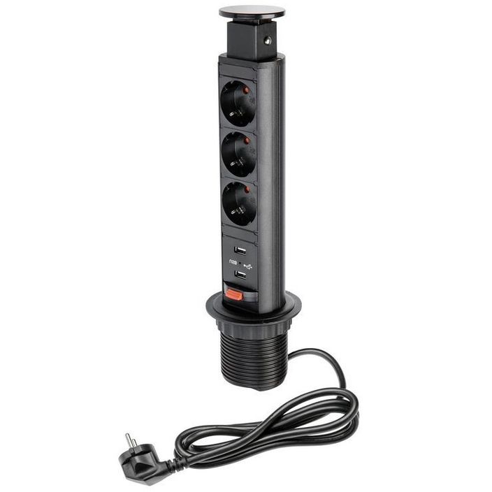 

Врезной настольный блок на 3 розетки, 2xUSB Schuco GTV черный, с проводом 1,5м (AE-BPW3S60U-20)