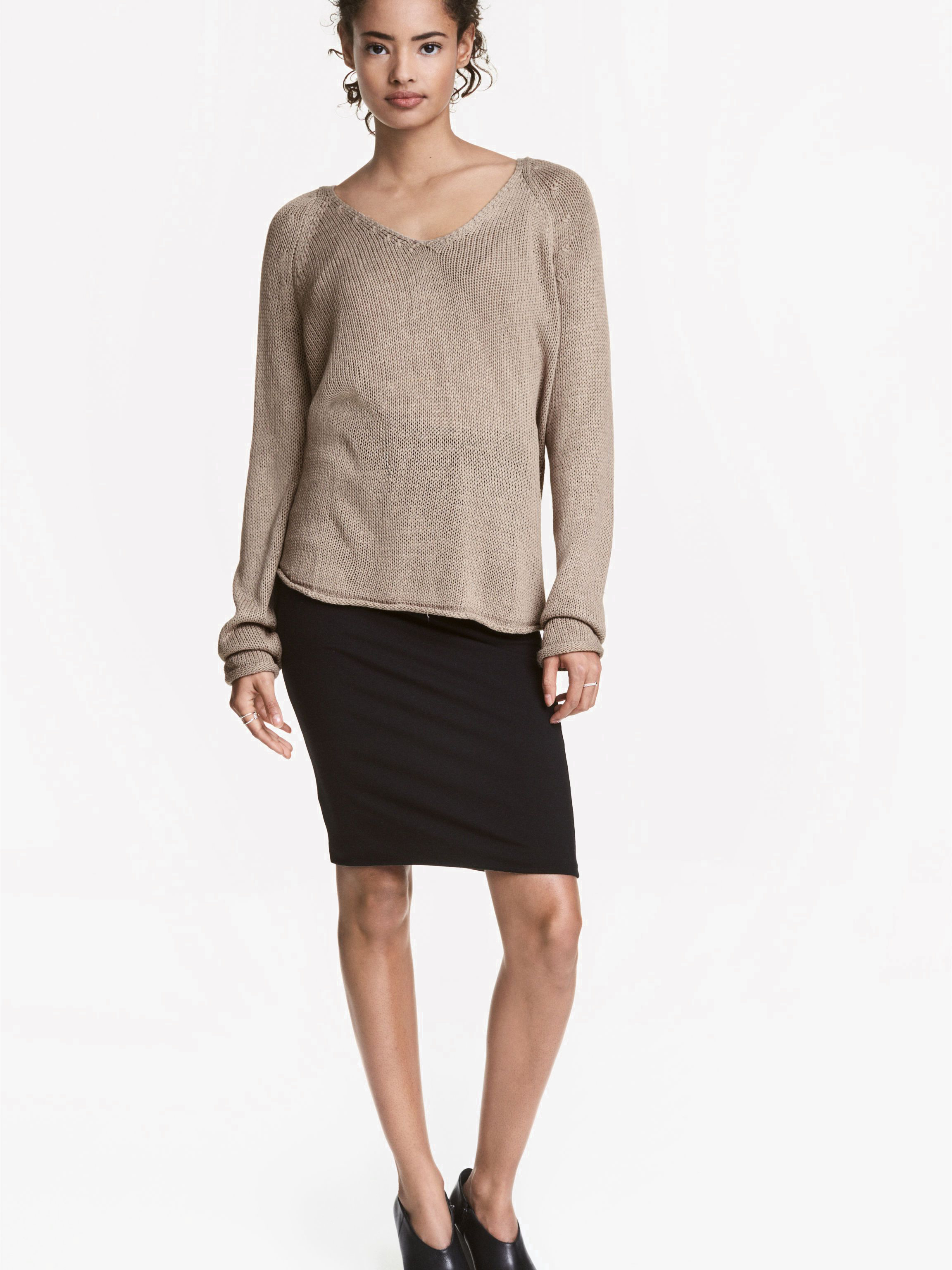 

Юбка H&M 2159222-z L Черная с бежевым