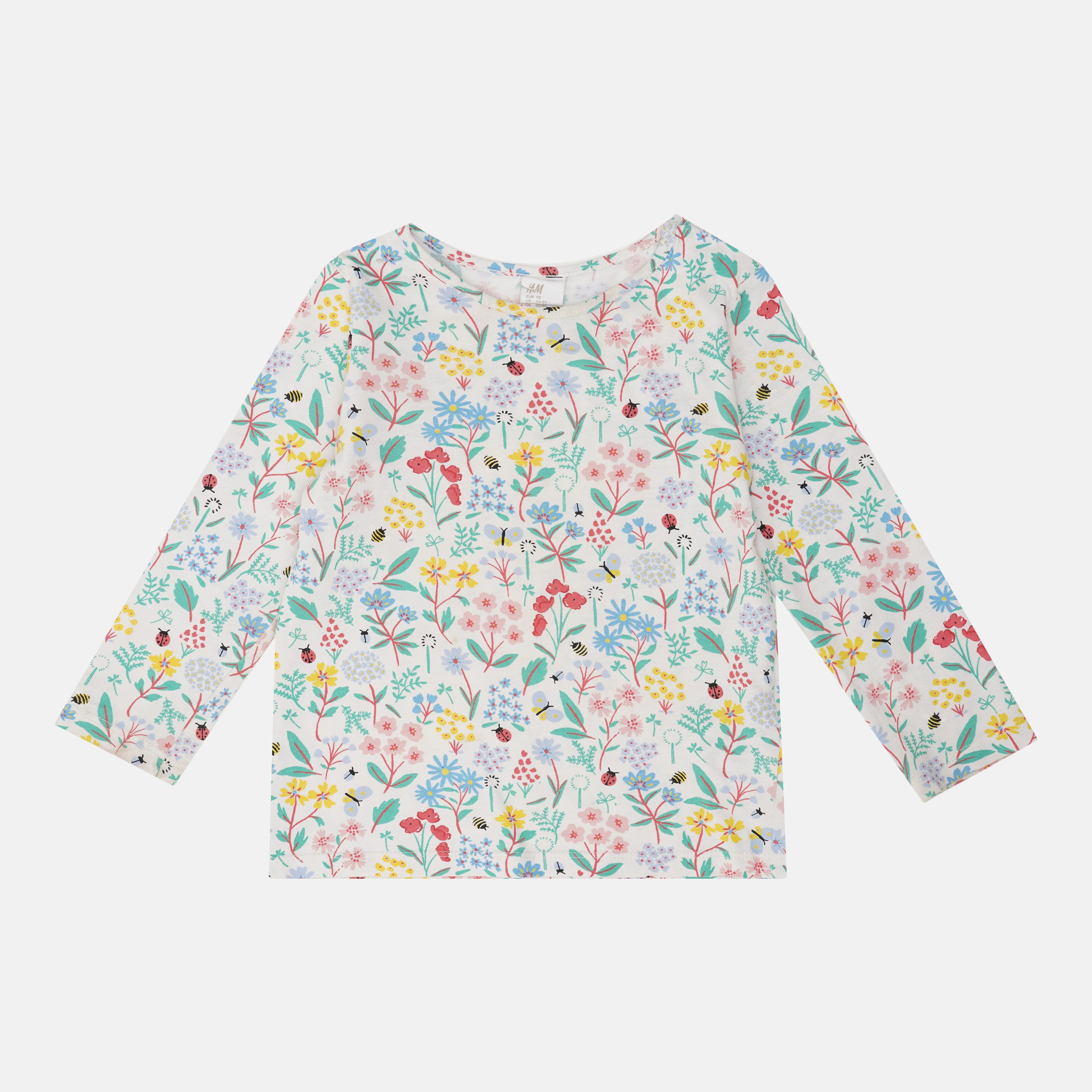 

Футболка с длинными рукавами H&M 2404-7128529 92 см Белый/Цветы