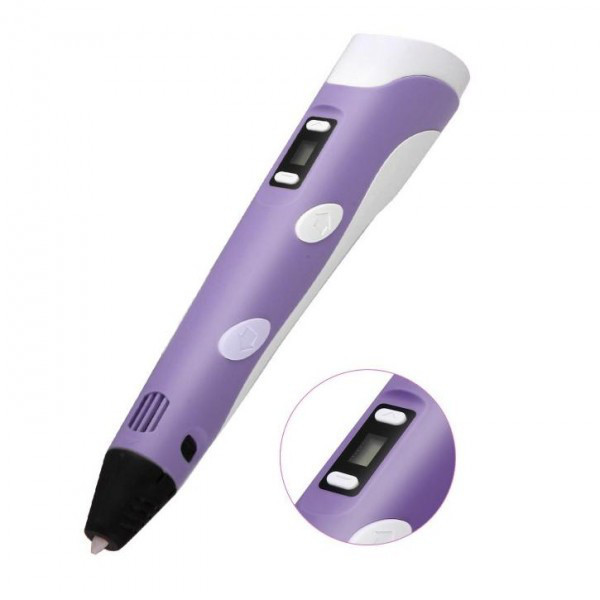 

3D ручка 3D Pen 2 c LCD дисплеем и эко пластиком для рисования Фиолетовая