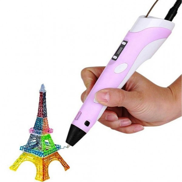 

3D ручка 3D Pen 2 c LCD дисплеем и эко пластиком для рисования Розовая