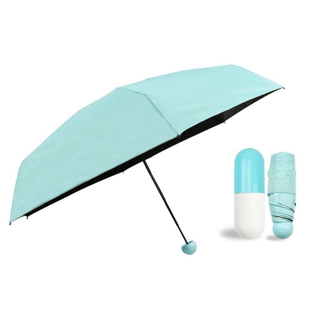 

Мини зонт Capsule Umbrella складной механический в футляре голубой