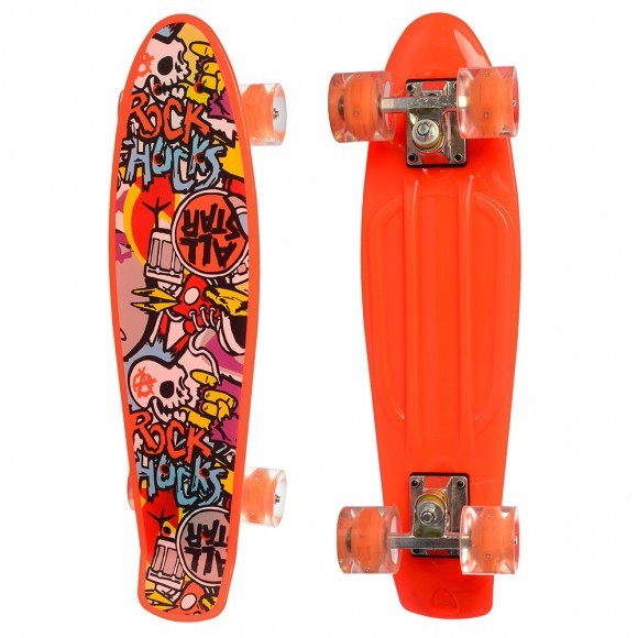 

Скейт Пенни борд Penny board Profi с рисунком для детей и подростков Оранжевый RLMS 0749-5