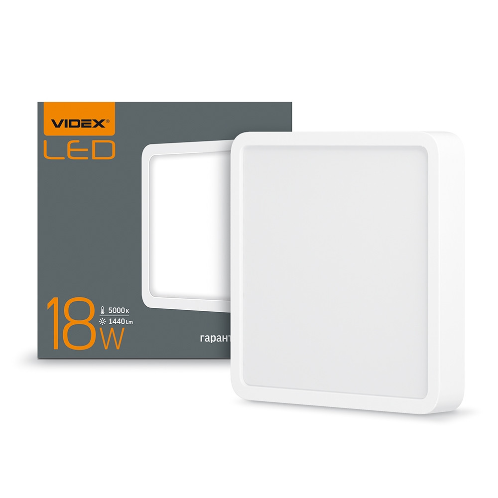 

LED светильник накладной квадрат VIDEX 18W 5000K 220V (VL-DLSS-185)