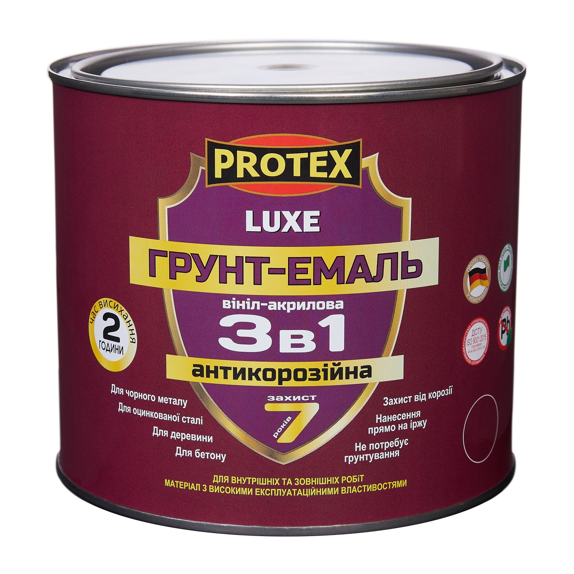 

Грунт-эмаль винил-акриловая ОР антикор. "3в1" PROTEX 2.4кг (2л) серый RAL7004