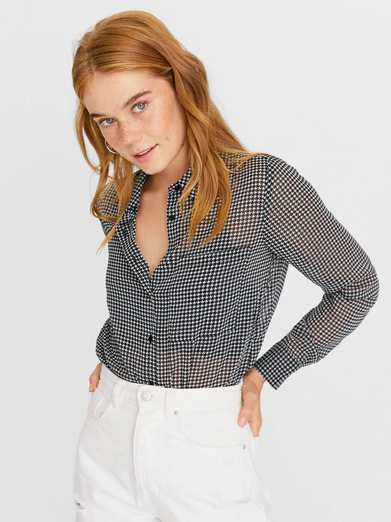 

Блузка Stradivarius 6083/593/003-AAJI M Черная с белым