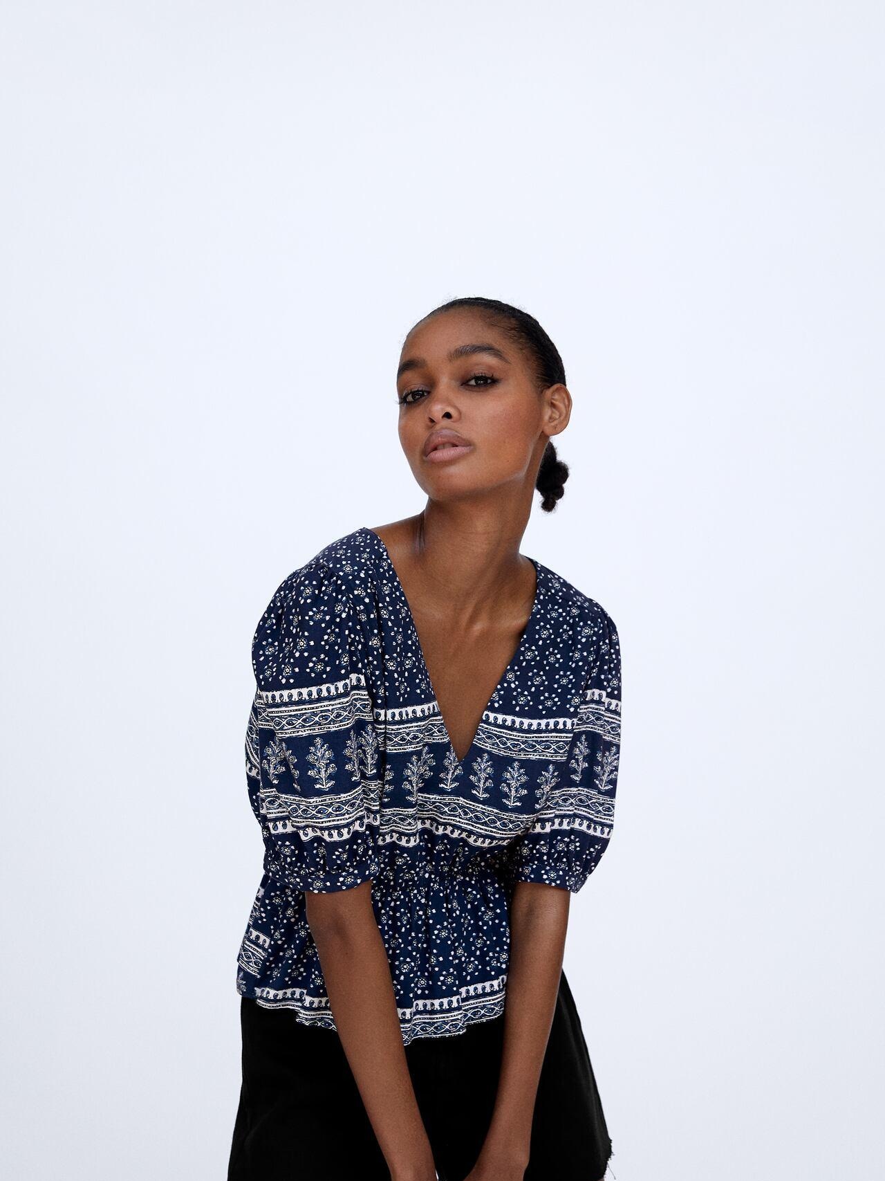 

Блузка Zara 4387/065/043-AANS M Синяя