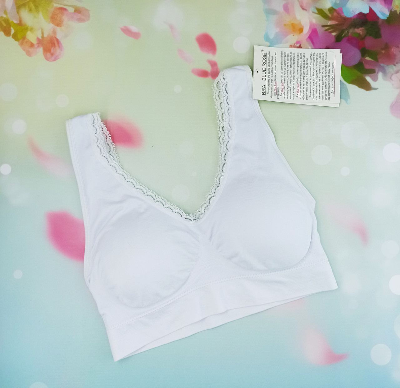 

Топик бра бесшовный Blue Rose на поролоне 2XL (80-85см) С-D белый(627)