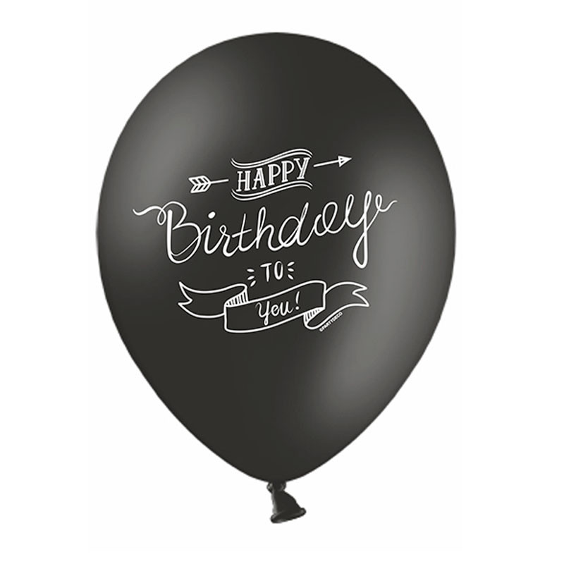 

Повітряні кульки Happy Birthday чорно-білі 50шт/уп 79838