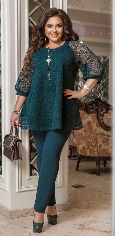 

Костюм брючный блуза сетка свободного кроя Miss Podium Зеленый, Костюм брючный блуза сетка свободного кроя Miss Podium Зеленый 62