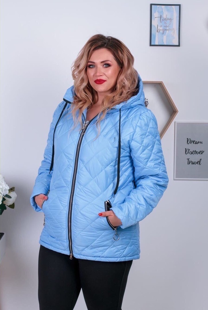 

Куртка короткая с капюшоном стеганая плащевка Miss Podium Голубой, Куртка короткая с капюшоном стеганая плащевка Miss Podium Голубой 48