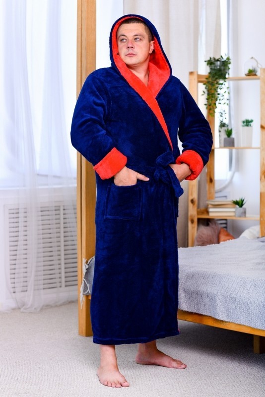 

Халат на запах длинный с капюшоном Miss Podium Темно-синий с Красным, Халат на запах длинный с капюшоном Miss Podium Темно-синий с Красным 48