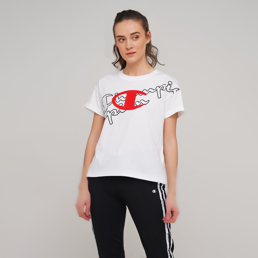 

Женская футболка Champion Crewneck Croptop Белый 46 (cha112606-WHT)