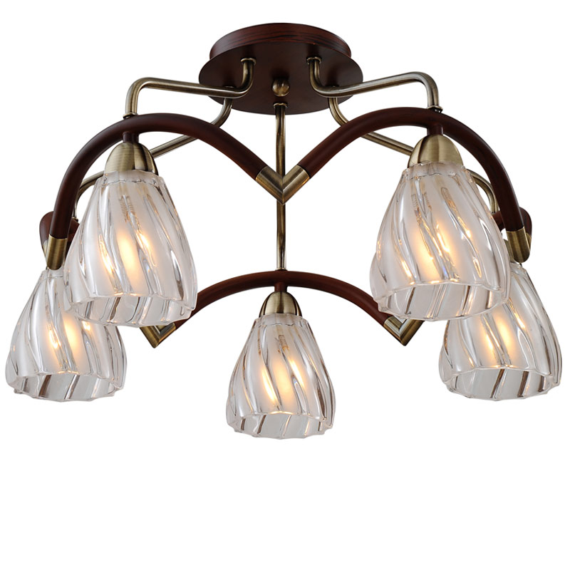 

Люстра стельова Light House ES-15963/5/brass-walnut коричнева