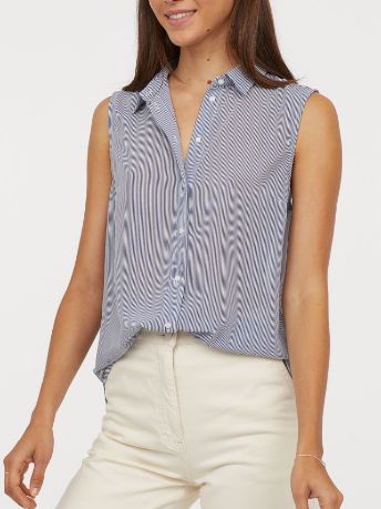 

Блузка H&M 6970509RP3  Белая с синим, Блузка H&M 6970509RP3 36 Белая с синим