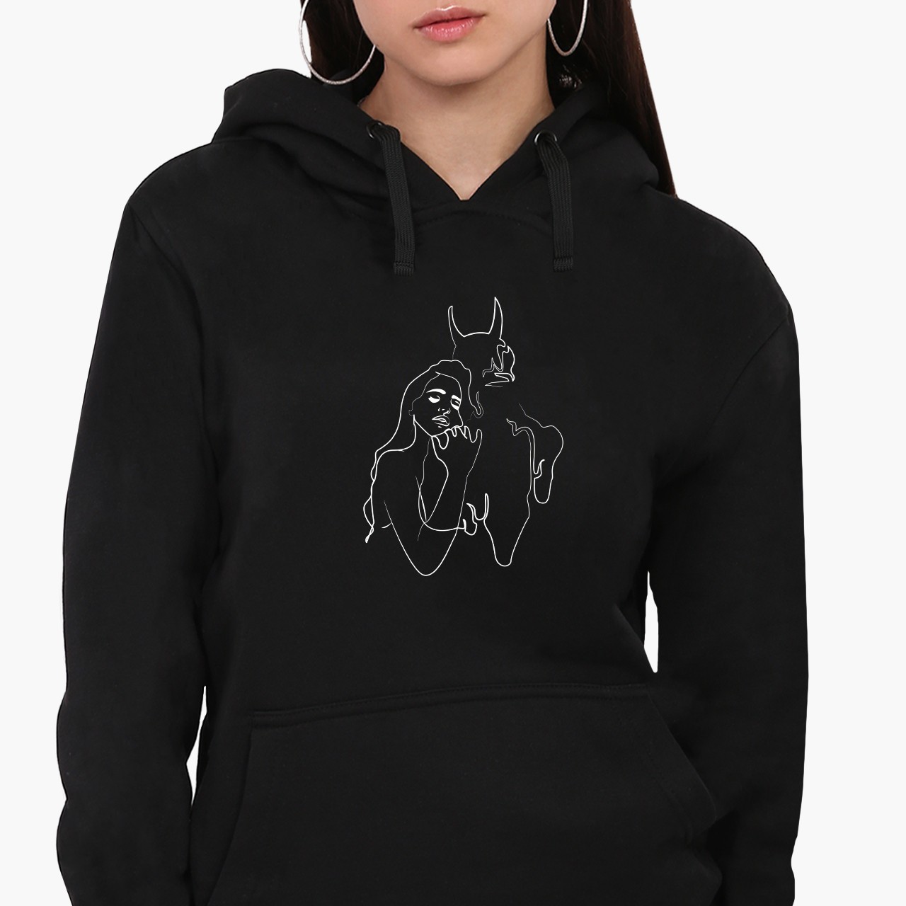 

Худи женский Контурный минимализм (Contour minimalism) Черный (8921-1358) XXL