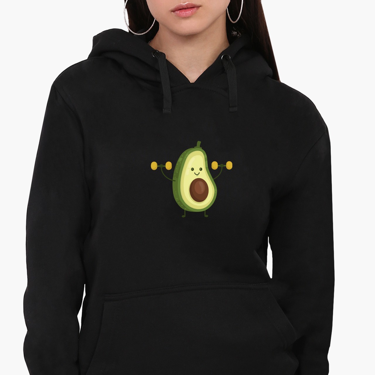 

Худи женский Авокадо с гантелями желтыми (Avocado with yellow dumbbells) Черный (8921-1394) XXL