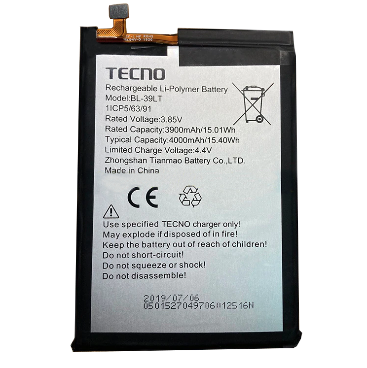 

Аккумулятор для Tecno Camon 12 CC7 (4000 mAh) BL-39LT