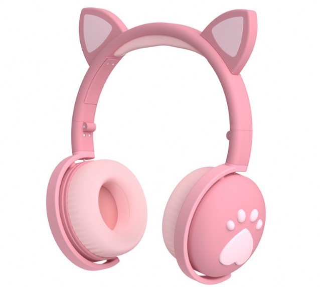 

Беспроводные наушники CAT EAR ВК1 детские Розовые с LED подсветкой и ушками