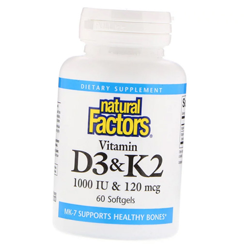 

Витамин Д3 К2, Vitamin D3 & K2, Natural Factors 60гелкапс (36406012)