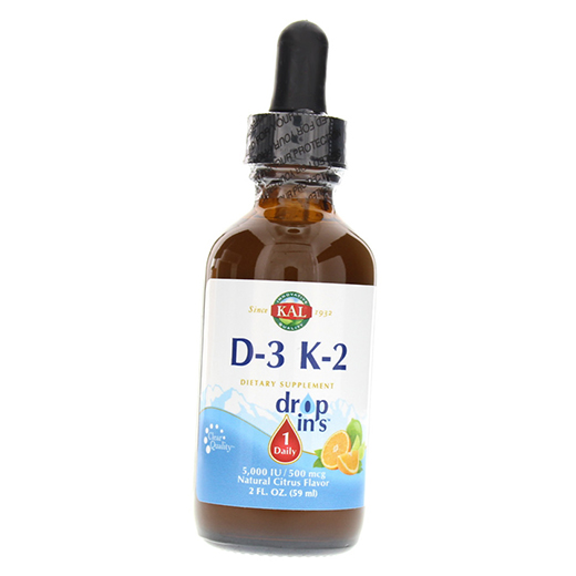 

Жидкий Витамин Д3 К2, Vitamin D-3 K-2 Drop, KAL 59мл Цитрус (36424009)