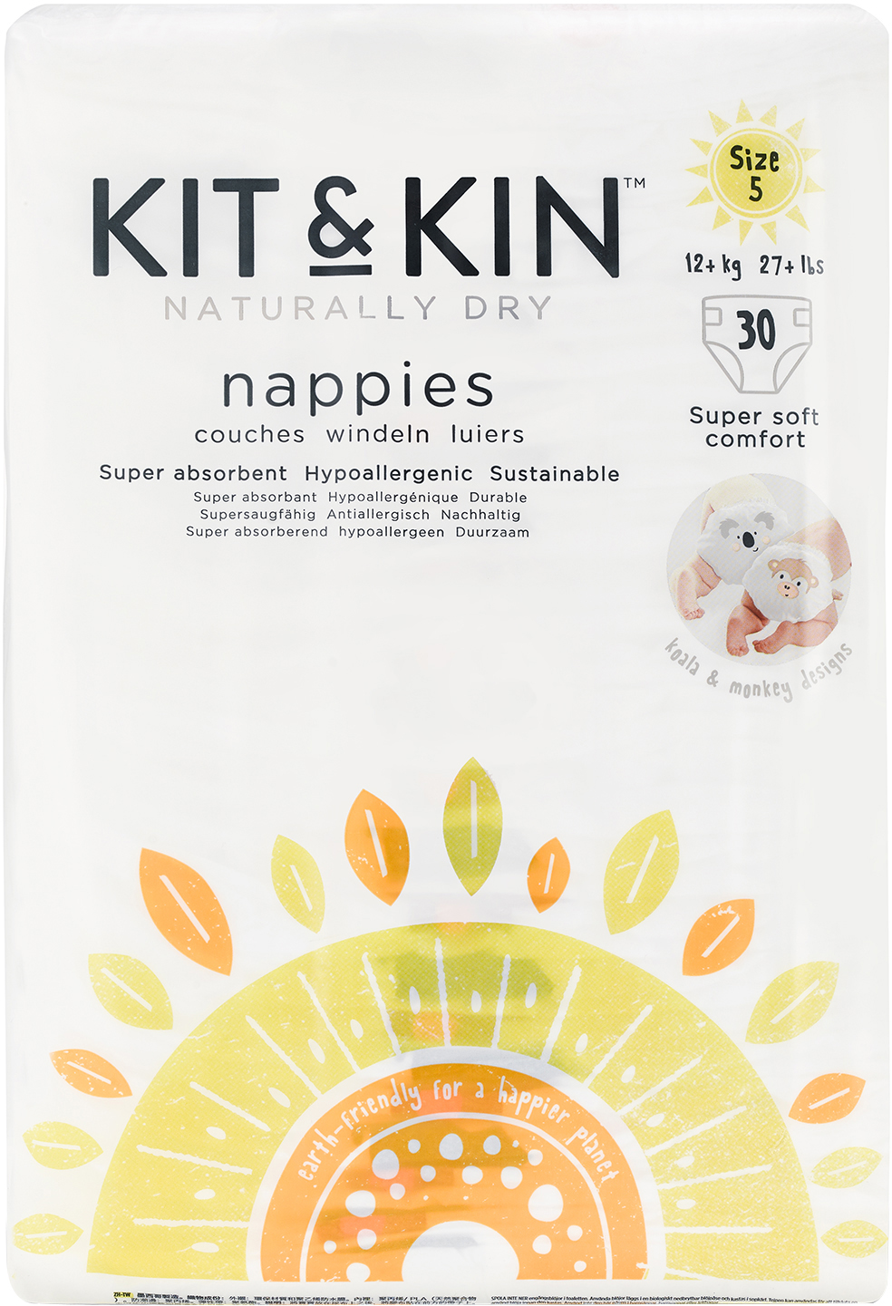 

Эко подгузники Kit & Kin размер 5 12+ кг 30 шт (KKS5NAPPIESKM)