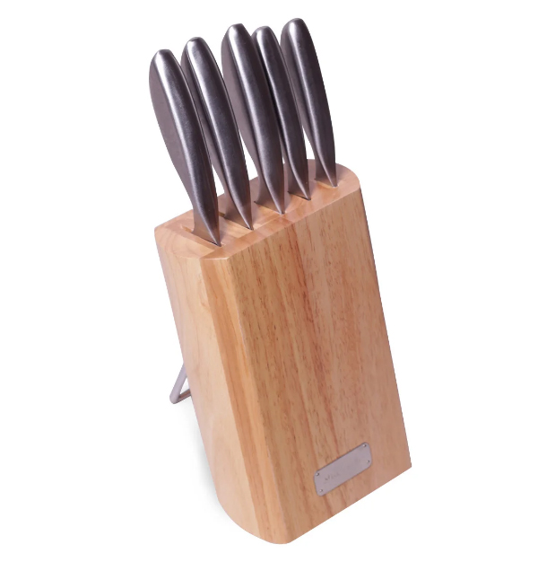 

Набор ножей Kamille 6 предметов из нержавеющей стали с полыми ручками и деревянной подставкой KM-5133