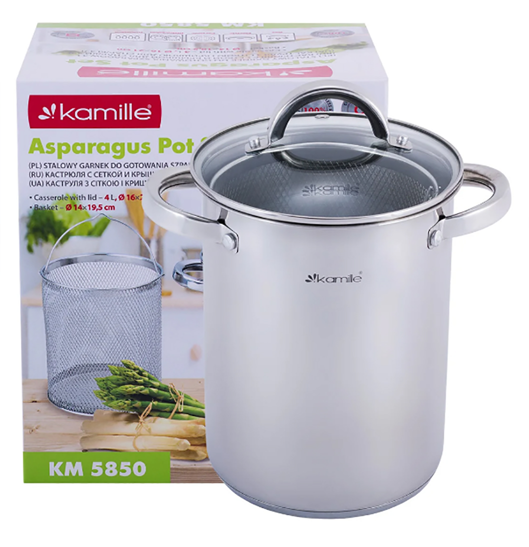 

Кастрюля Kamille для спаржи 4 л 16*21 см из нержавеющей стали KM-5850