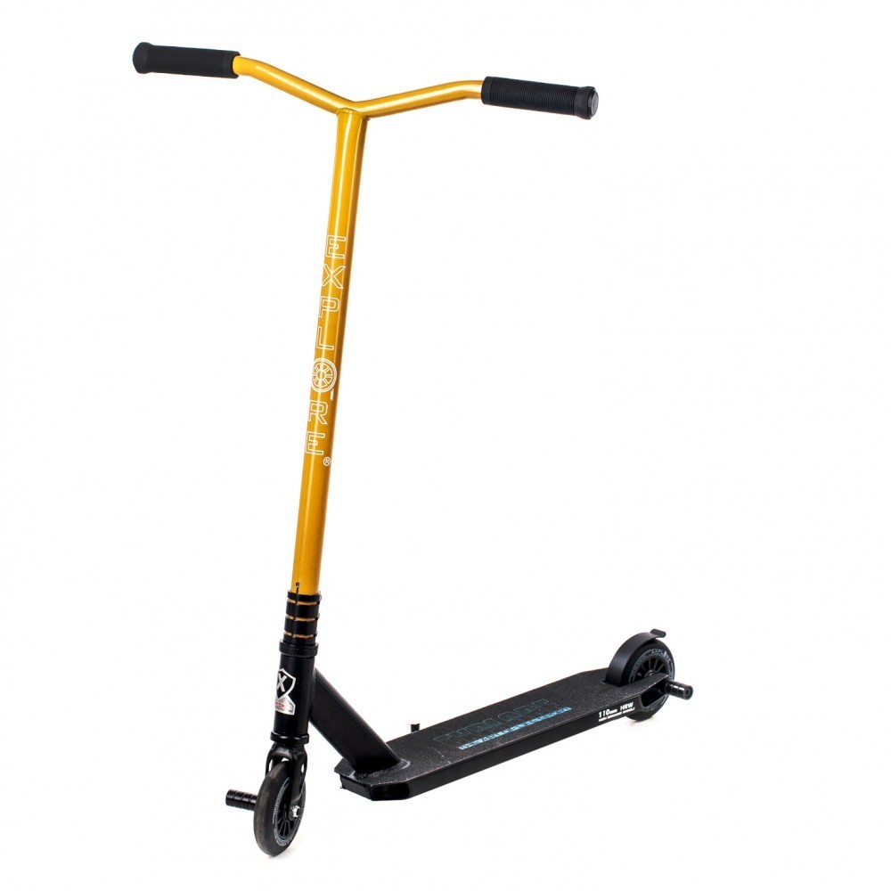 

Трюковый самокат Explore Spade Deluxe II NEW HIC (2021) черный с желтым + пега