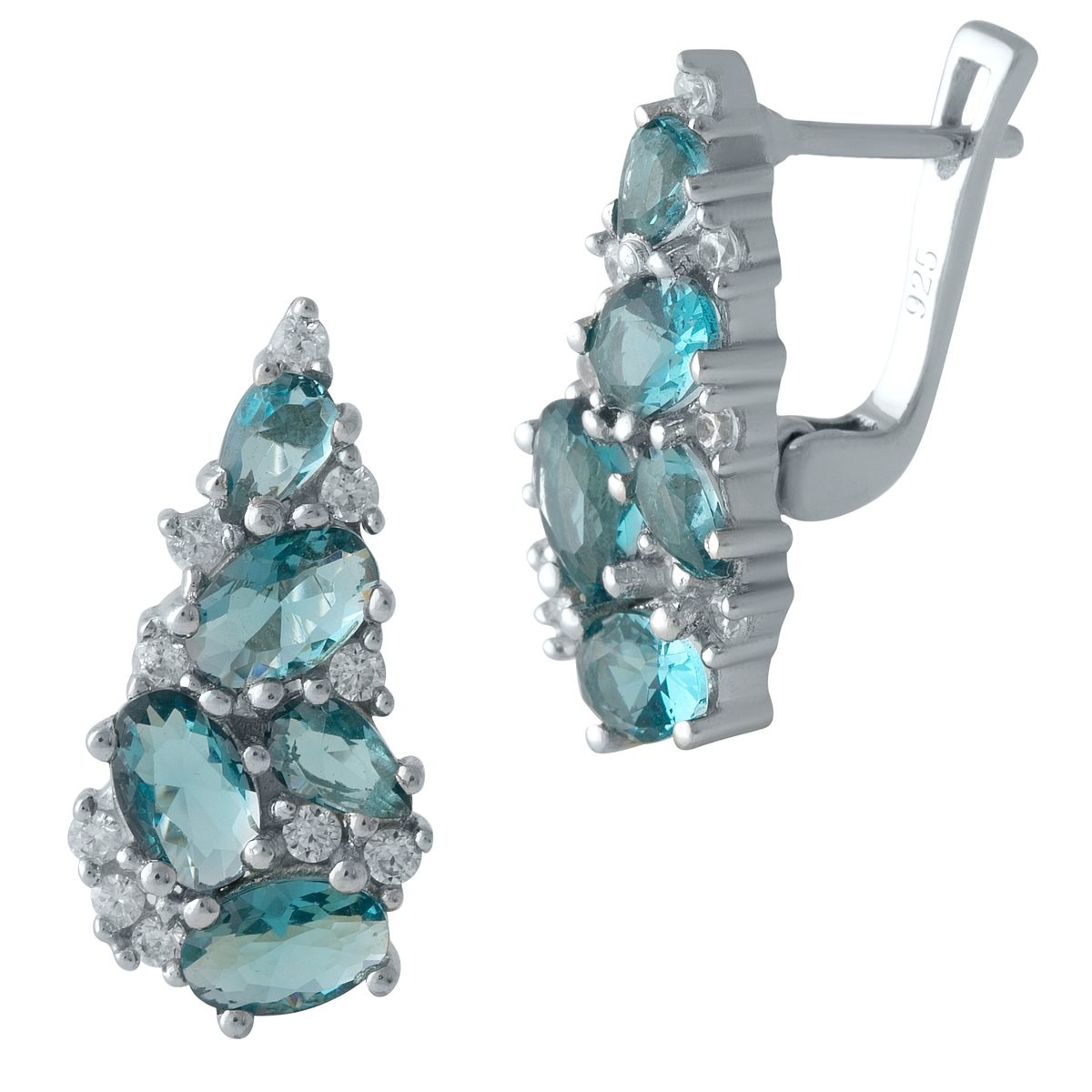 

Серебряные серьги SilverBreeze с натуральным топазом Лондон Блю