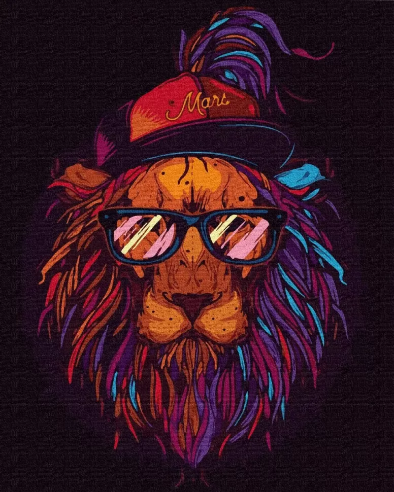 

Картина по номерам. Rainbow Art "Лев-хипстер" GX35863-RA