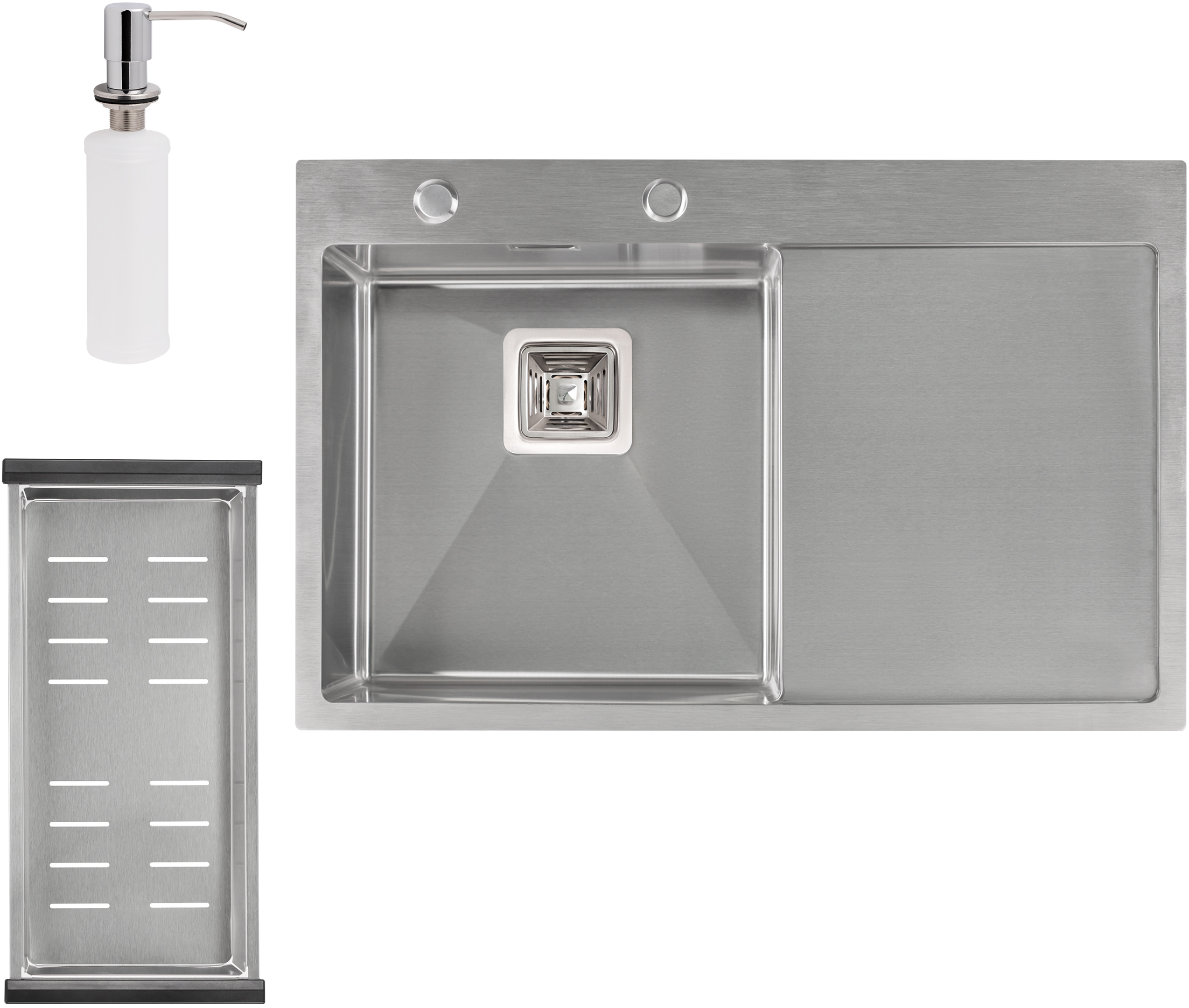 

Кухонная мойка QTAP DK7850L 3.0/1.2 мм Satin с сушилкой и дозатором