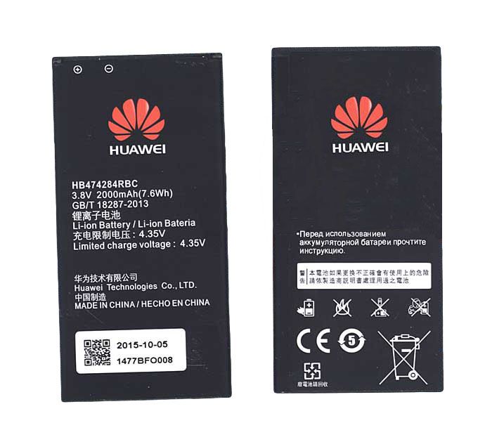 

Оригинальная аккумуляторная батарея для смартфона Huawei HB474284RBC Ascend G620 3.8V Black 2000mAhr 7.6Wh